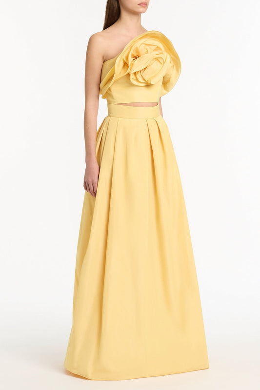 Carla Zampatti Pollen Taffeta Flower Top (Yellow)