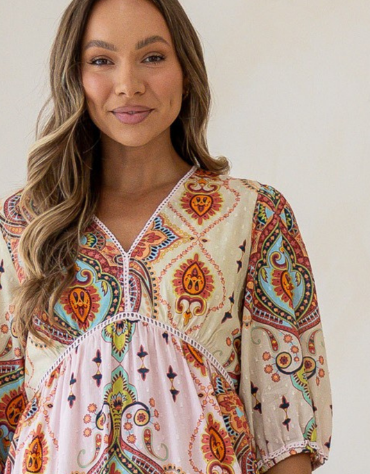 132 Fashion Portofino Dress (Blush/Amber Multi)