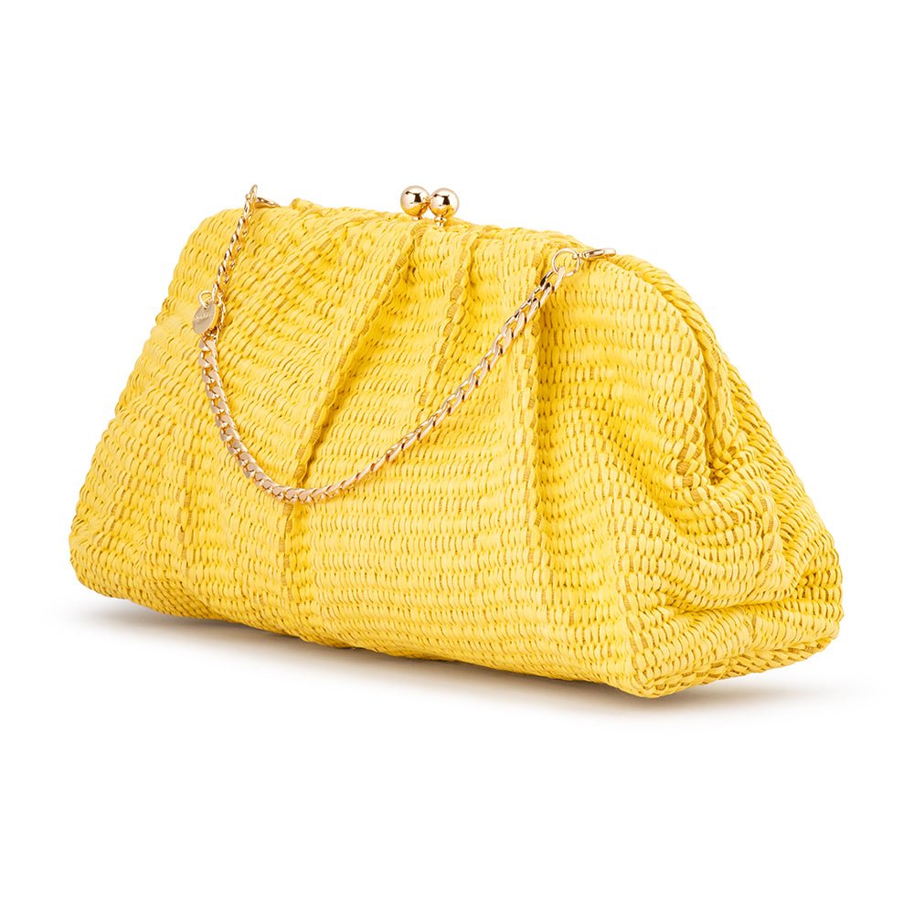 Olga Berg QUEENIE Gathered Woven Clutch (Red)