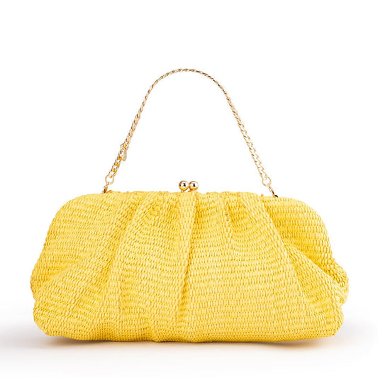 Olga Berg QUEENIE Gathered Woven Clutch (Red)