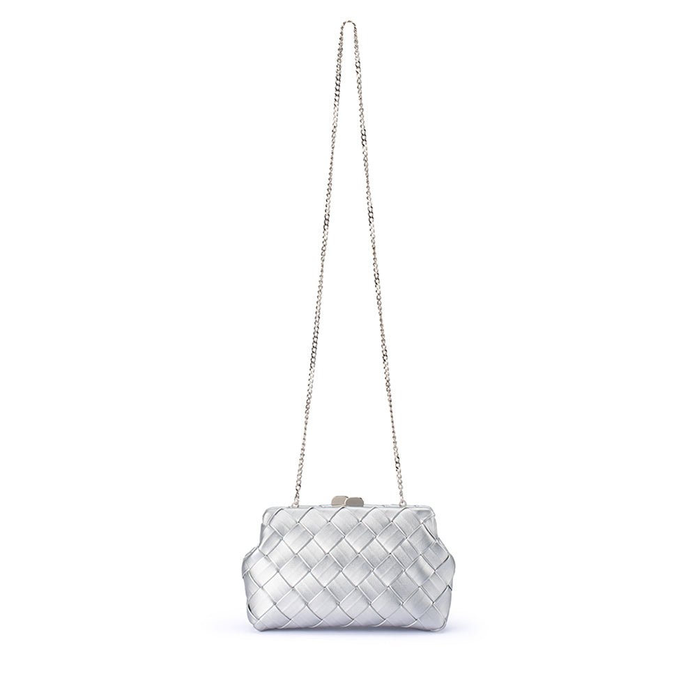 Olga Berg QUINN Woven Clutch (Silver)