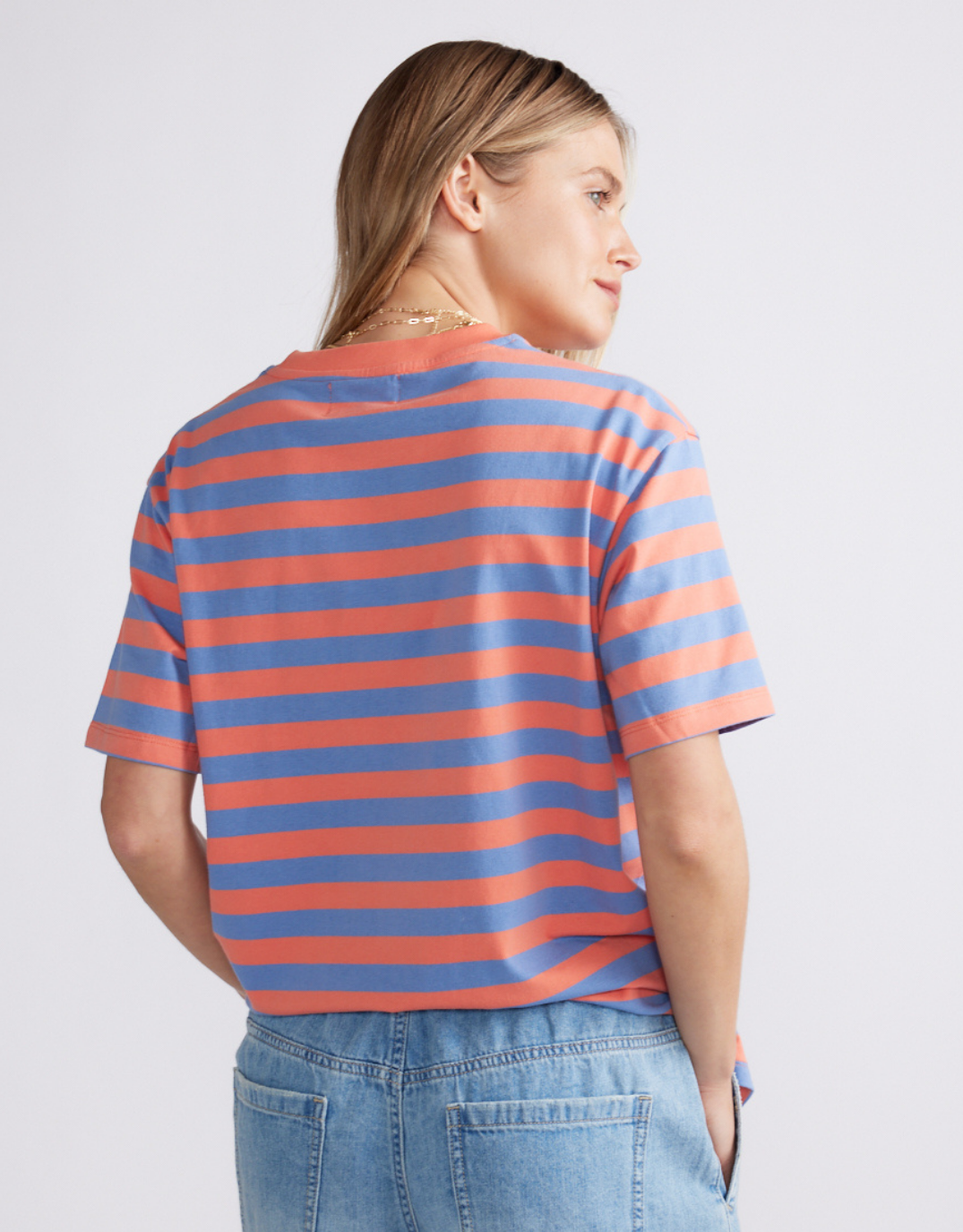 White & Co. Relaxed Tee (Melon/Denim)