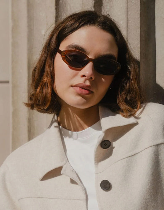 Re:Union The Label Sydney Narrow Oval Sunglasses (Espresso)