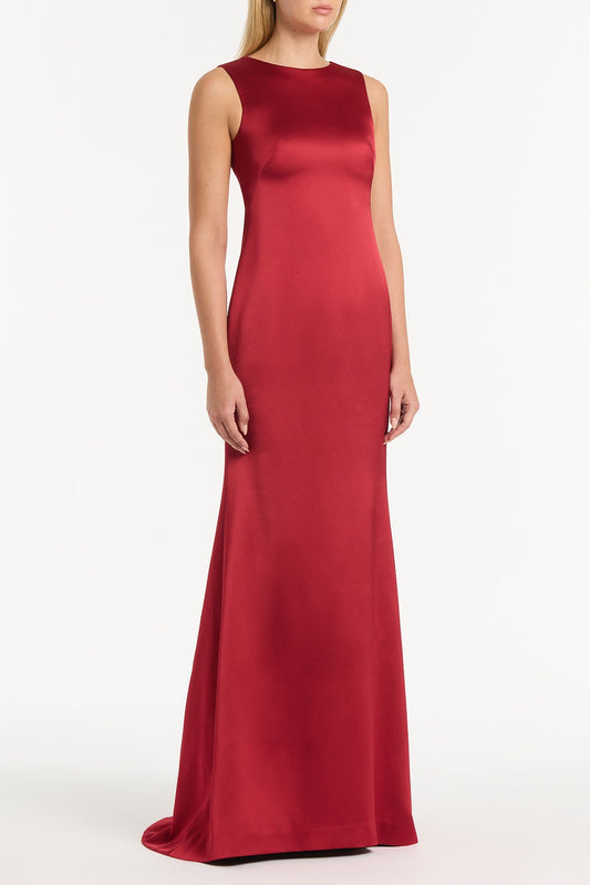 Carla Zampatti Rio Satin Fishtail Gown (Red)