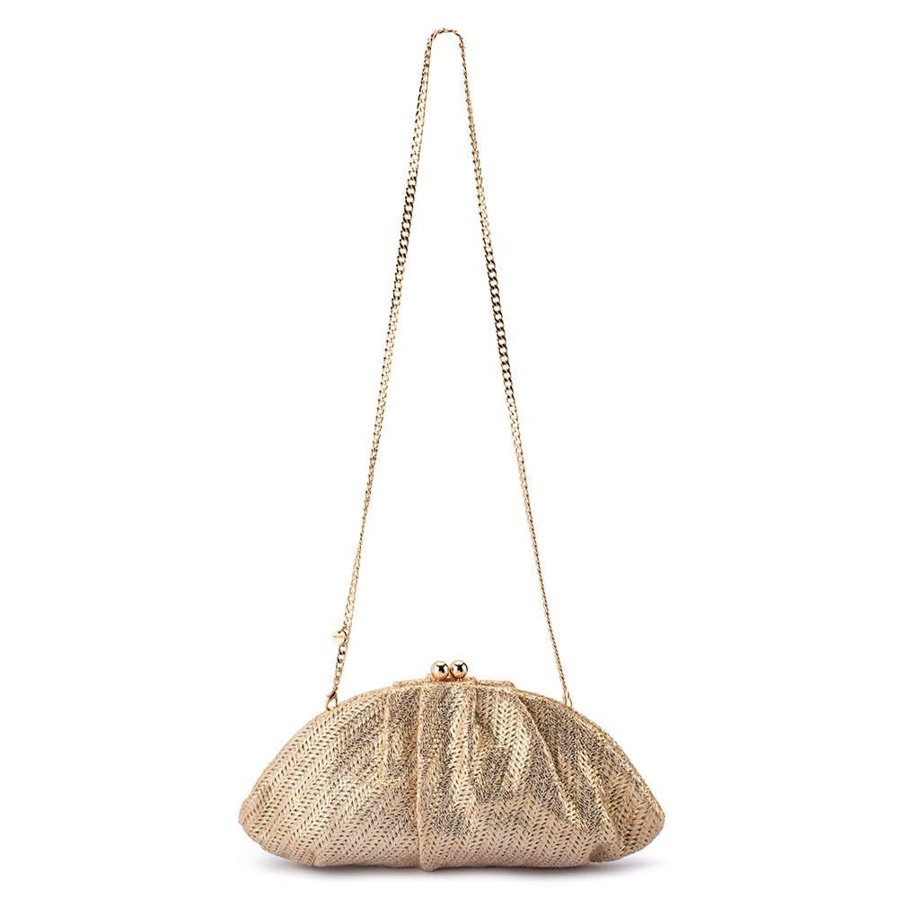 Olga Berg RITA Woven Clutch (Gold)