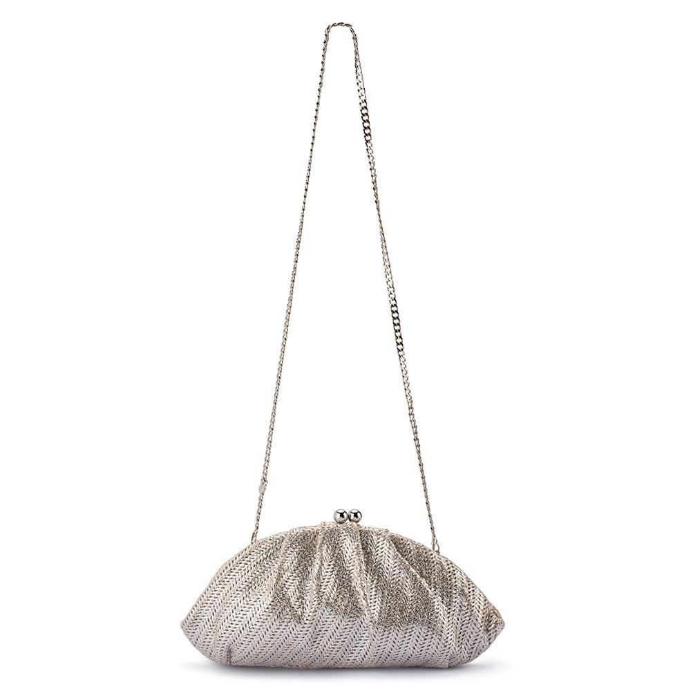 Olga Berg RITA Woven Clutch (Silver)