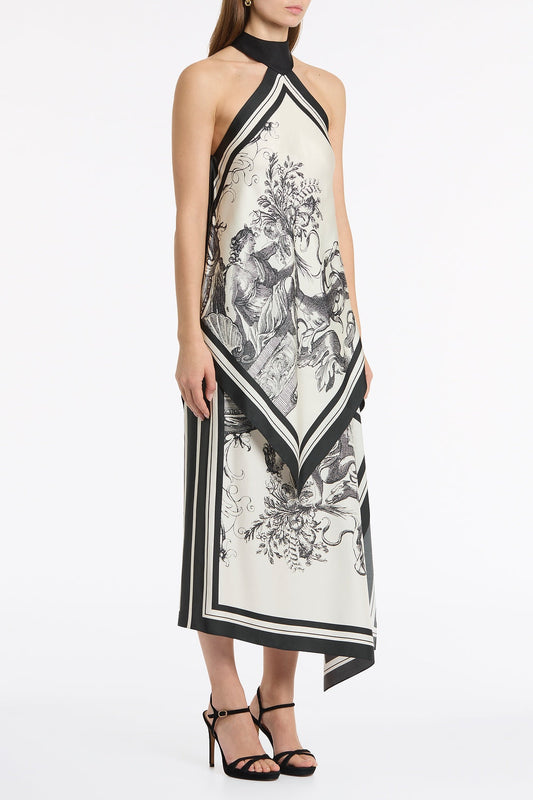 Carla Zampatti Rococo Silk Twill Neck Detail Top (White)