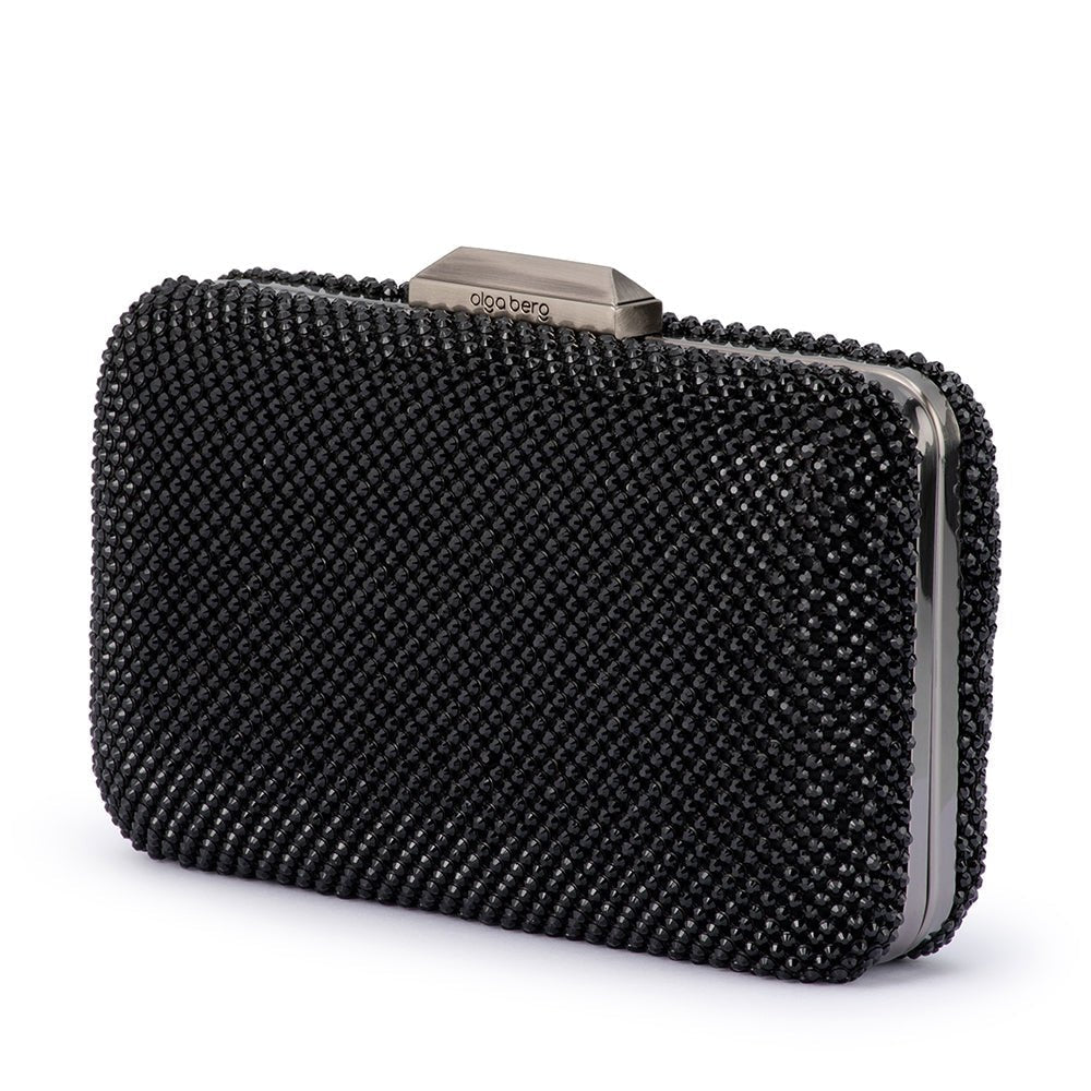 Olga Berg RONNY Crystal Mesh Clutch (Black)
