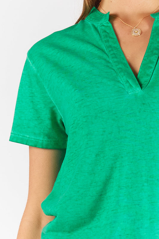 Rubyyaya Plain Collar T-Shirt (Emerald)