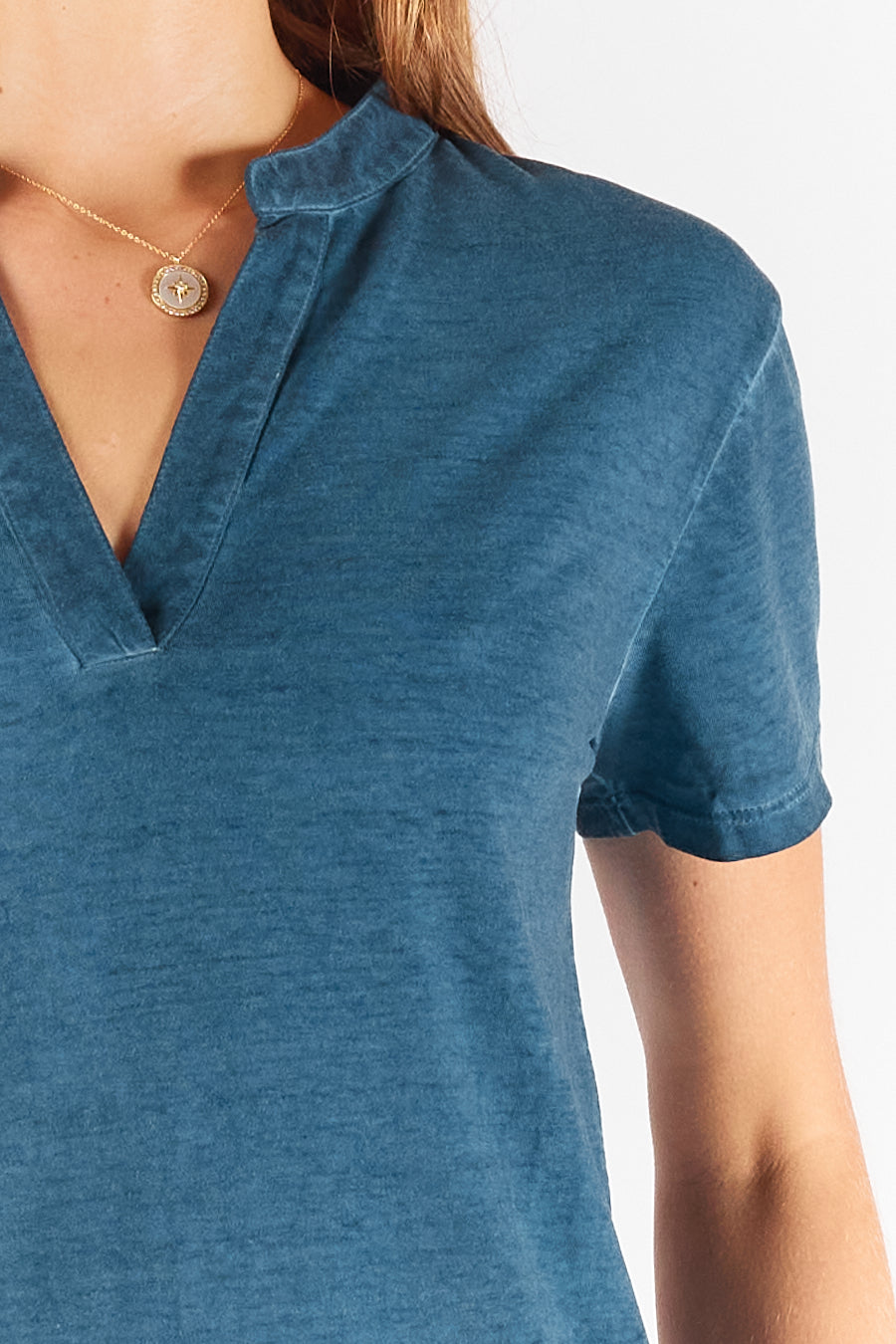 Rubyyaya Plain Collar T-Shirt (Navy)