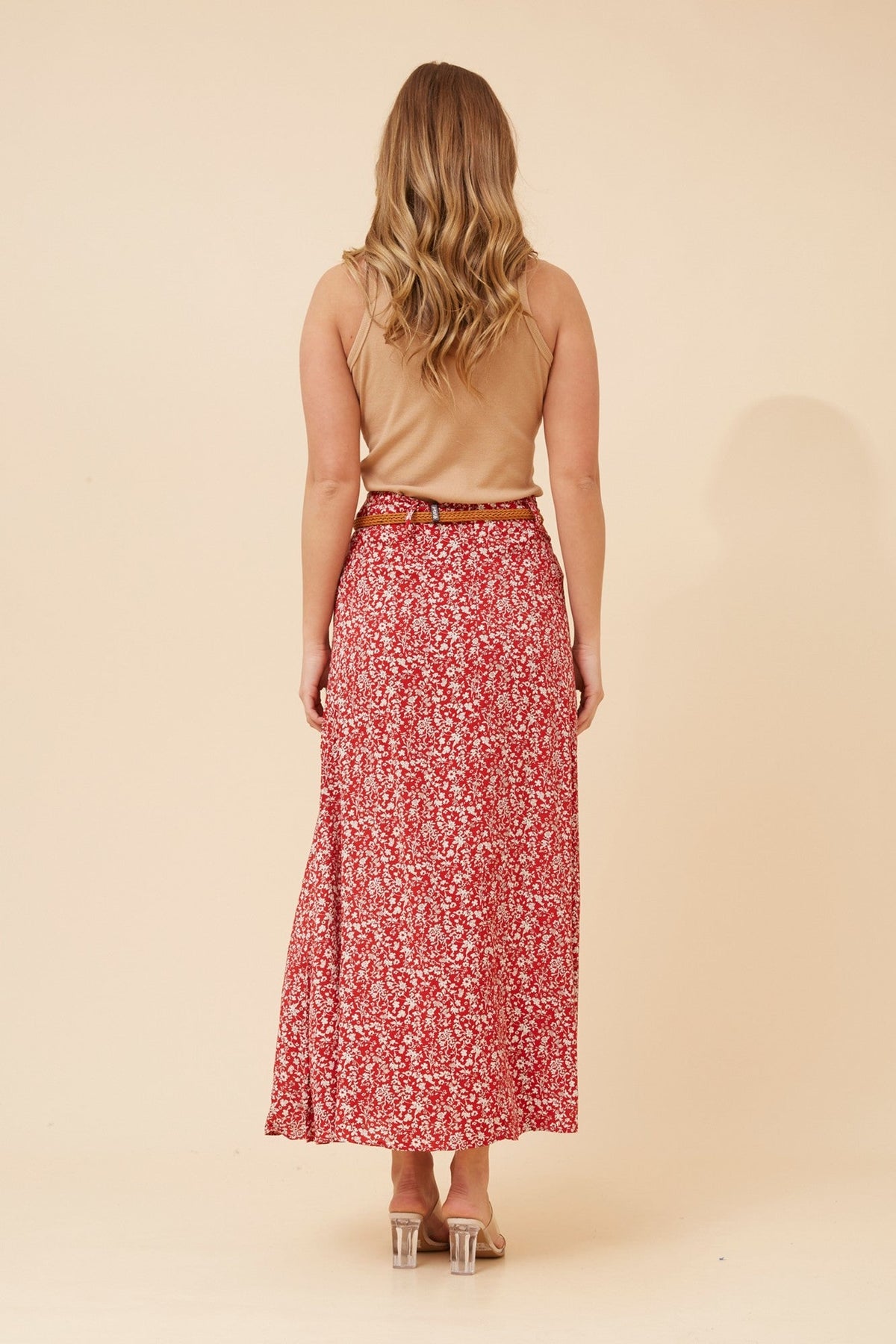 Caroline Morgan Australia BETTY DITSY PRINT MAXI SKIRT (Red)