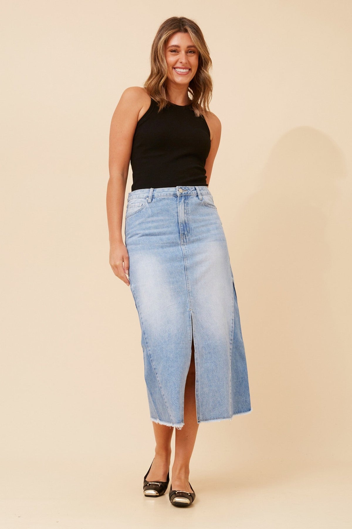 LIZBETH MIDI SKIRT (Denim)