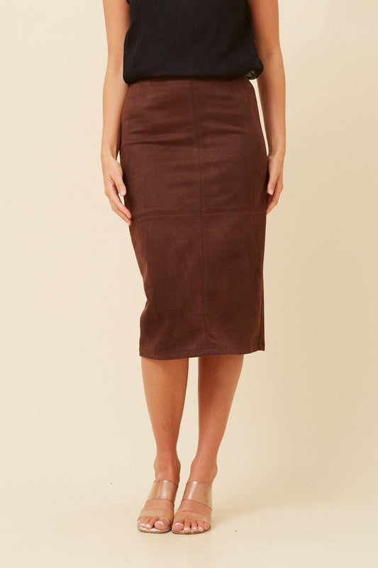 ZINIA FAUX SUEDE SKIRT (Black)