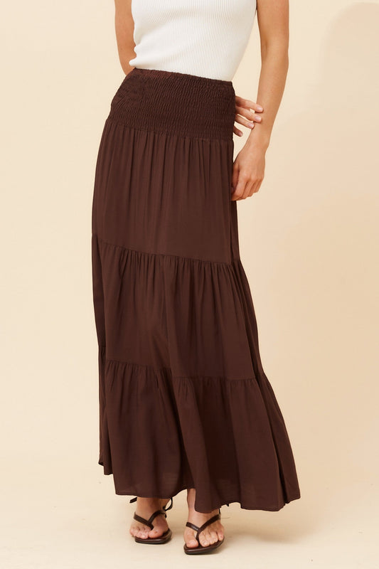 Caroline Morgan Australia BETTINA SOLID MAXI SKIRT (Chocolate)