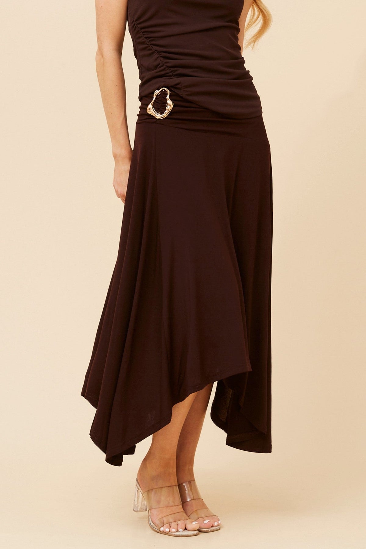 ESMAE SOLID MIDI SKIRT (Chocolate)