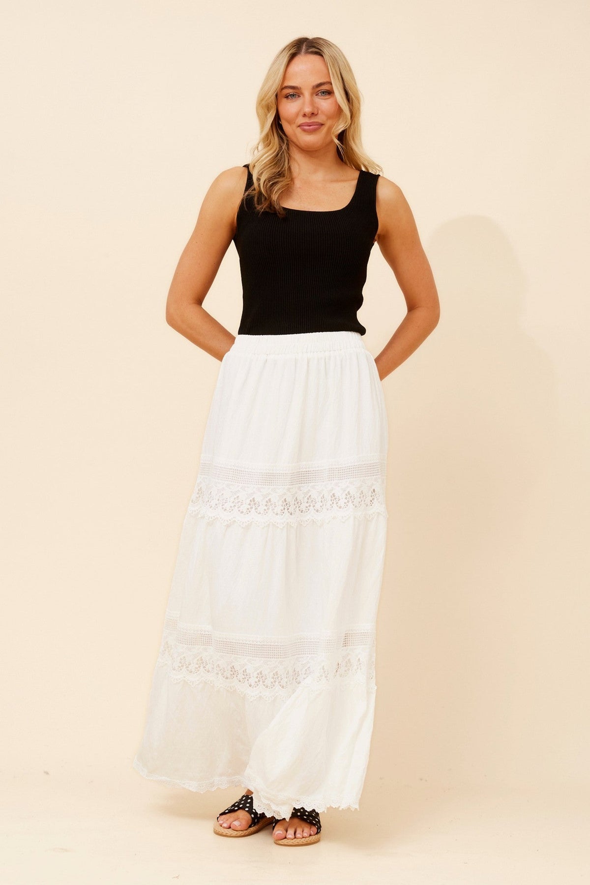 Caroline Morgan Australia ODITI LACE MAXI SKIRT (White)