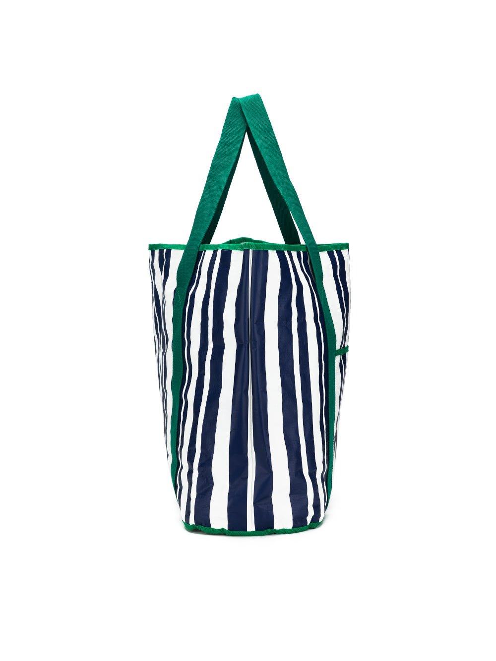 Black Caviar Designs Sabbia Beach Bag Large Stripe (Green)