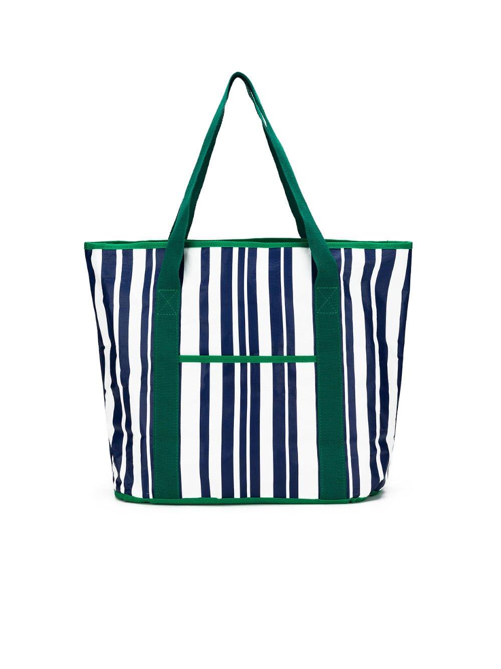 Black Caviar Designs Sabbia Beach Bag Small Stripe (Green)
