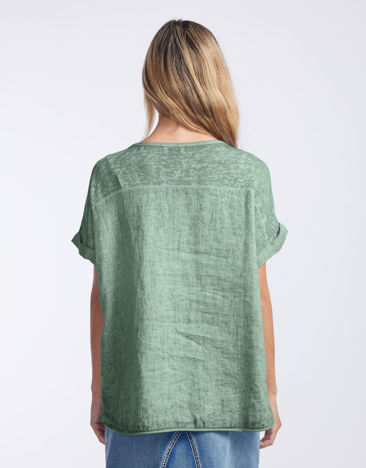 Love from Italy Calypso Linen Short Sleeve Top (Sage)