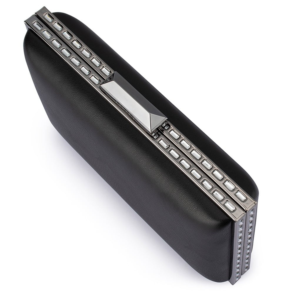 Olga Berg SAMMI Crystal Frame Clutch (Black)
