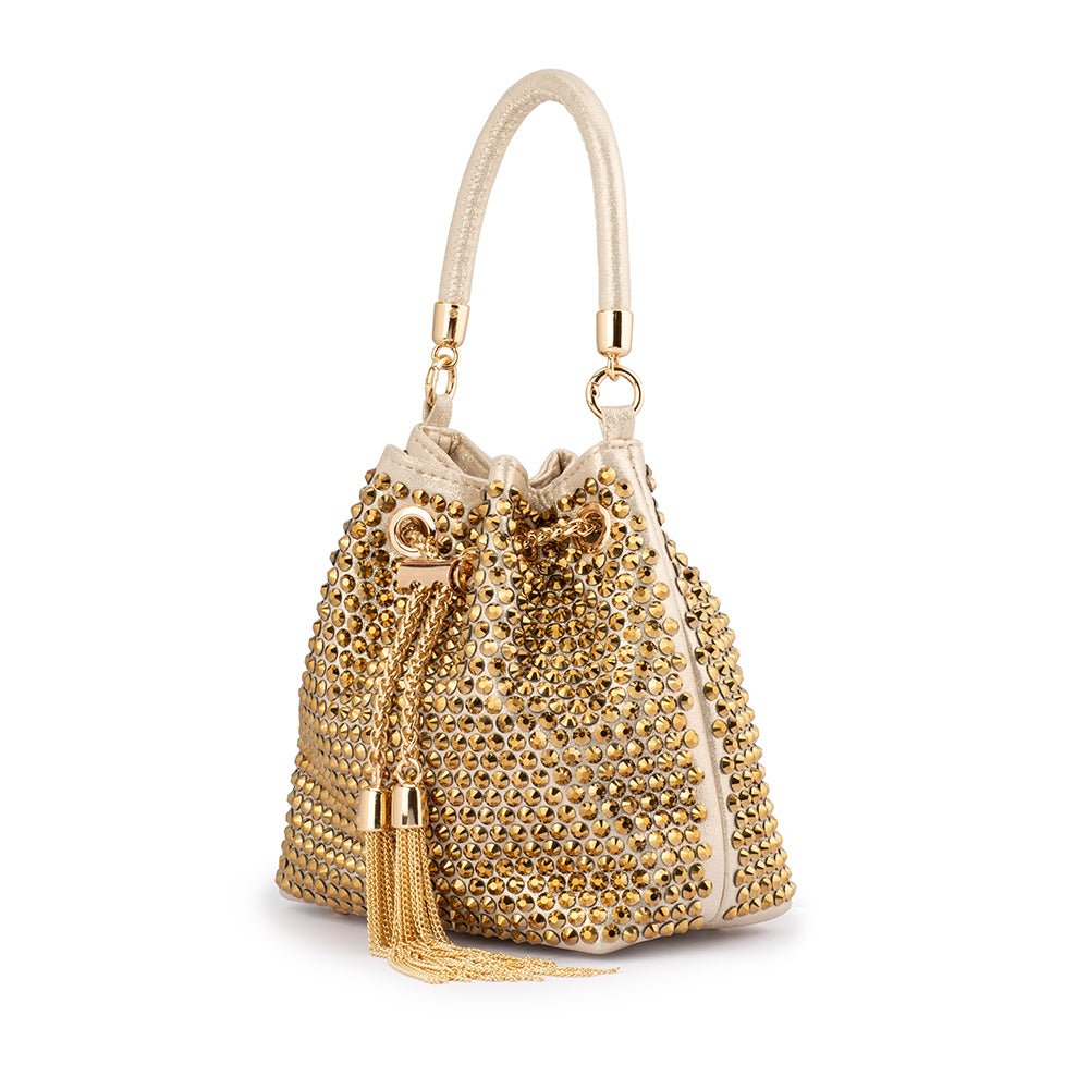 Olga Berg SANTORINI Studded Hotfix Pouch (Gold)
