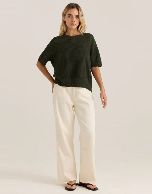 Cherri Knit Tee - (Olive)