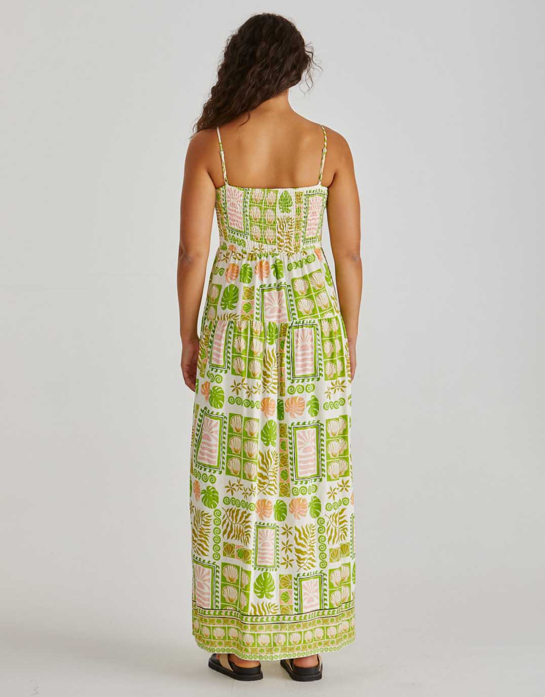 Sass Clothing Emmett Maxi Dress (Green Shell Patchwork)