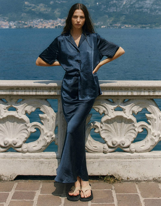 Jasper Slip Skirt - (Navy)