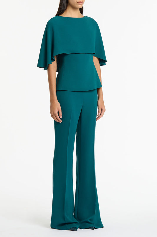 Carla Zampatti Serpentine Crepe Cape Top (Green)