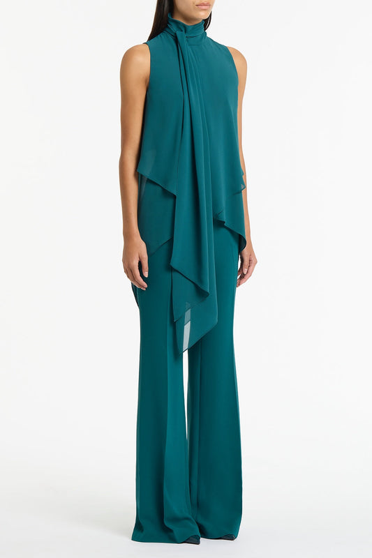 Carla Zampatti Serpentine Georgette Tie Top (Green)