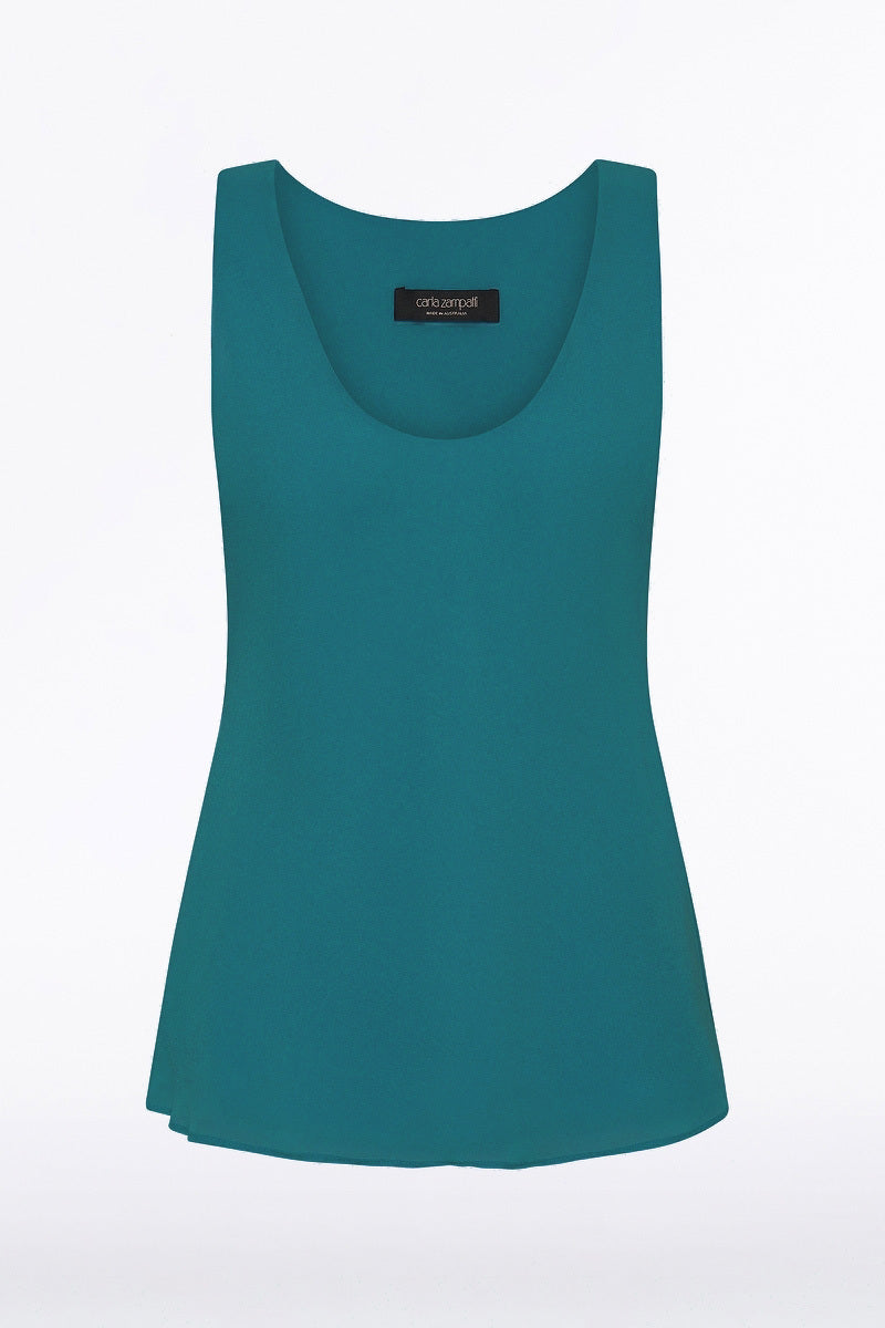 Carla Zampatti Serpentine Georgette Scoop Cami (Green)