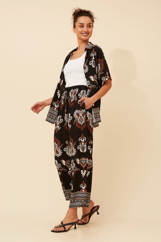 NEVELLE BORDER PRINT TWO-PIECE SET (Black)