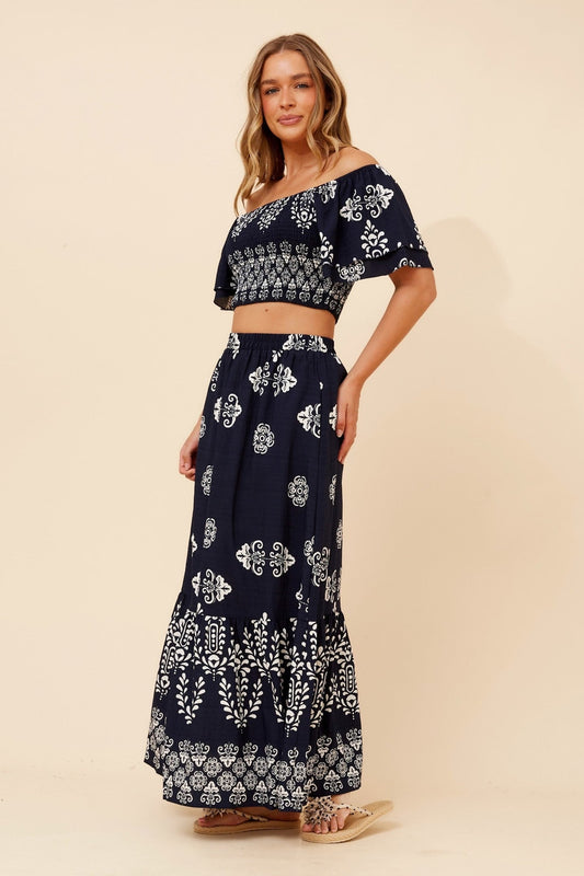 RIELLE BORDER PRINT SET (Navy)