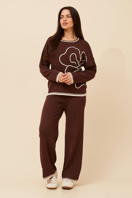 Caroline Morgan Australia ERLINDA TWO-PIECE KNIT SET (Chocolate)