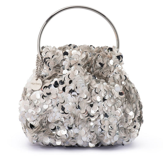 Olga Berg SHARMA Sequin Pouch (White)