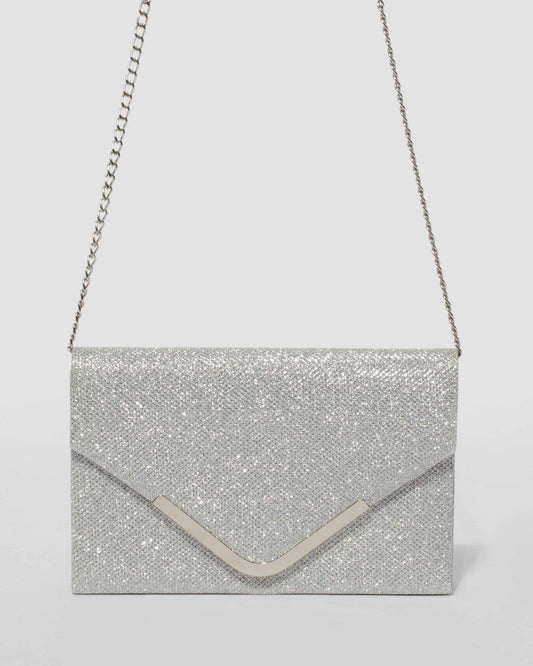Colette Lila Envelope Clutch Bag (Silver)