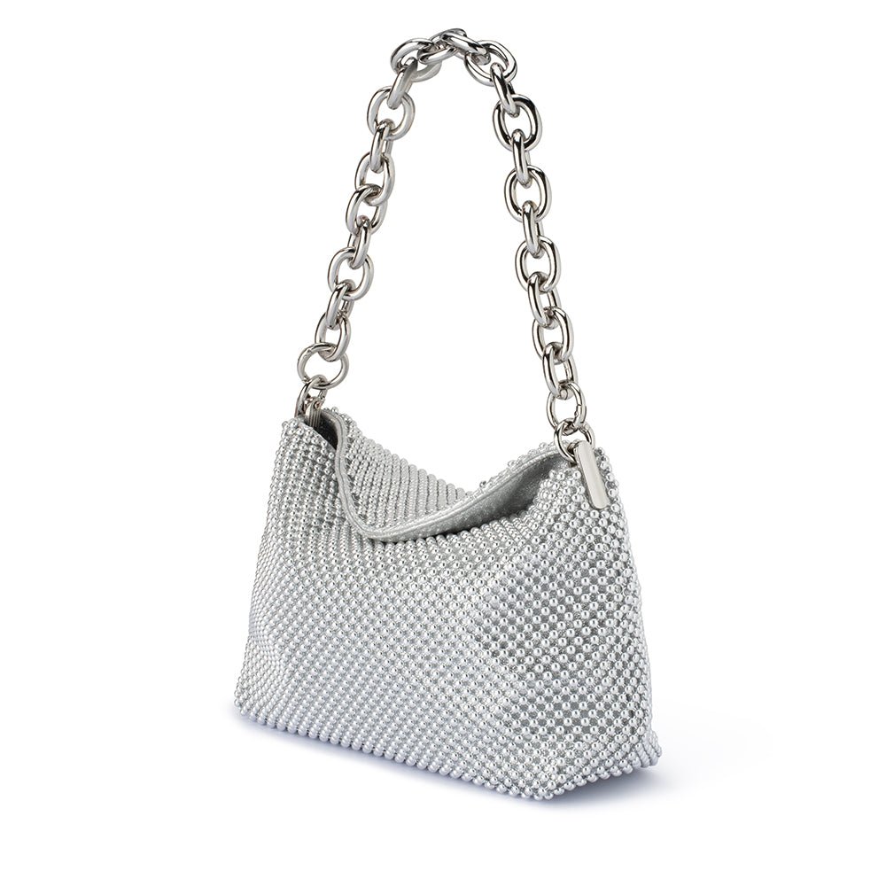 Olga Berg SKYLAR Ball Mesh Bag (Silver)