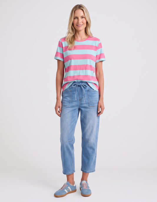 Elm Spritz Stripe Short Sleeve Tee (Blue/Pink Lemonade Stripe)