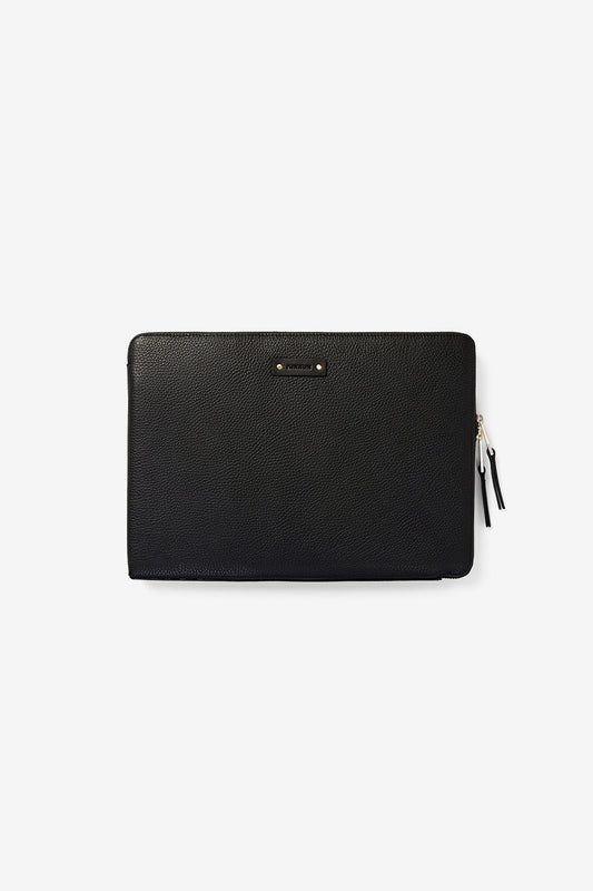 KINNON STARK LAPTOP SLEEVE WITH LIGHT BRUSHED GOLD HARDWARE (Black)