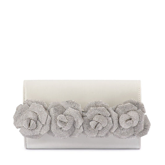 Olga Berg STELLA Rosette Clutch (White)