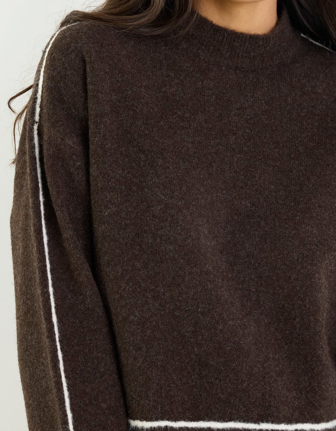 Stories Be Told Quest Contrast Detail Jumper (Chocolate)