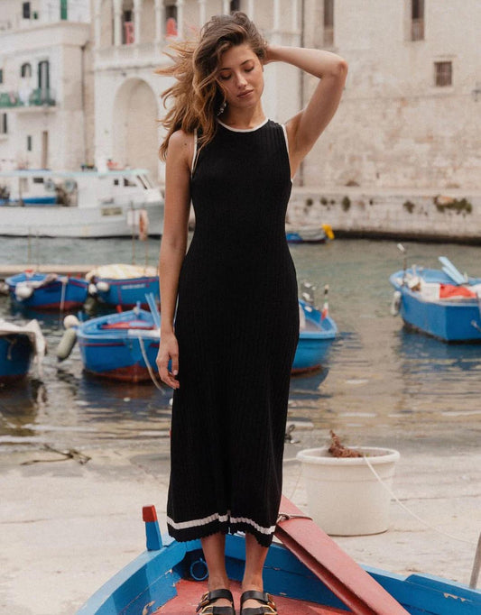 Vanity Rib Sleeveless Knit Maxi Dress - (Black)