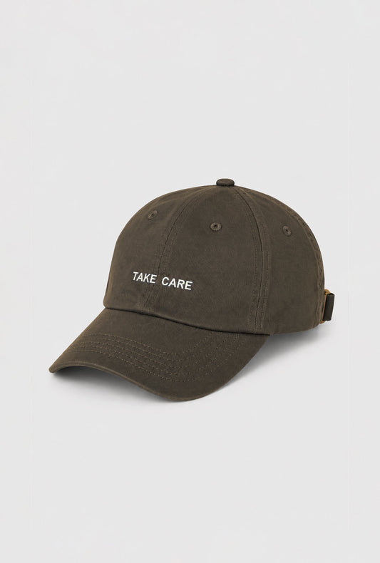 Silk Laundry Dad Hat Take Care (Olive)