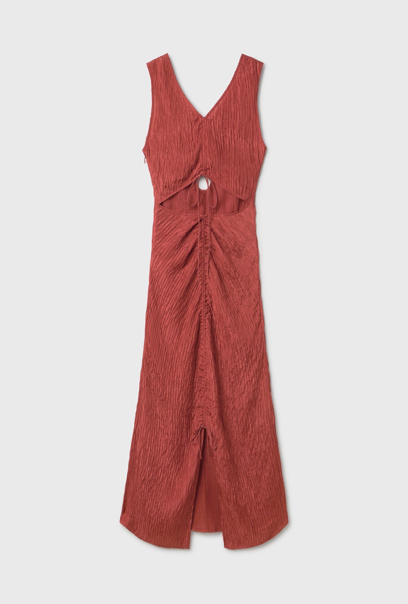 Silk Laundry Crinkle Peek-A-Boo Dress (Blush Red)