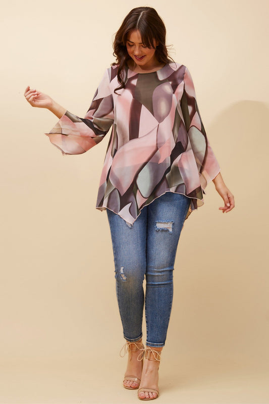 ALISON DOUBLE LAYERED TOP (Multi Pink)