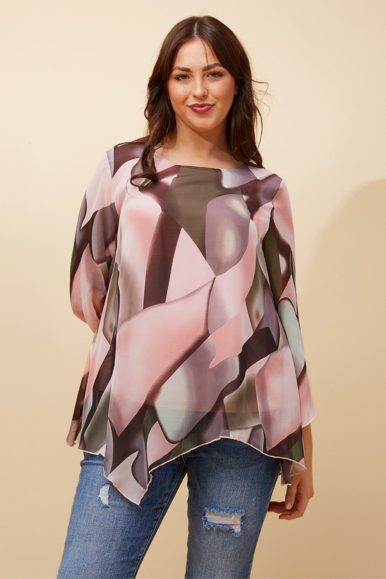 ALISON DOUBLE LAYERED TOP (Multi Pink)