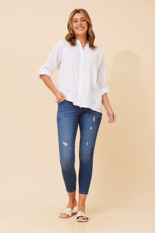DOLCINA EMBROIDERED SHIRT (Khaki)