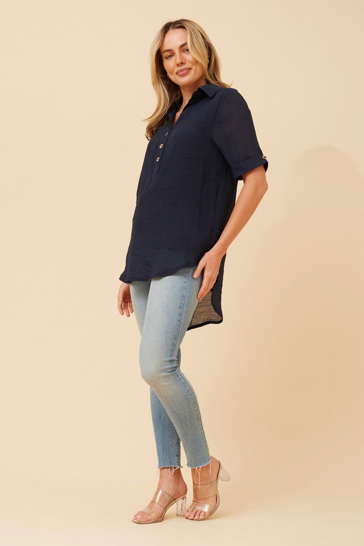 Caroline Morgan Australia IRINI SOLID TOP (Navy)
