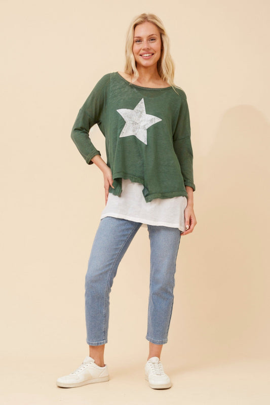 Caroline Morgan Australia CLARITY DOUBLE LAYER TOP (Emerald)