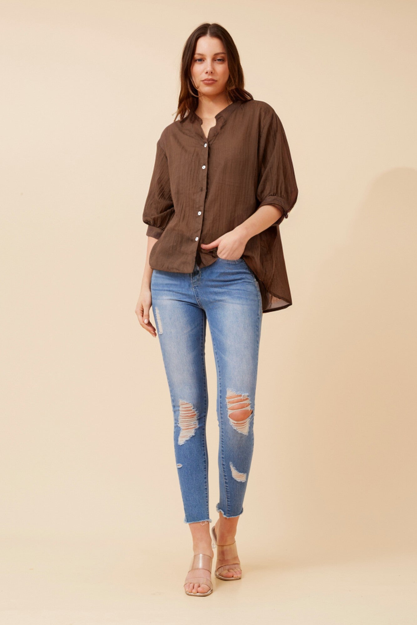 BELINA SOLID SHIRT (Cool Water)
